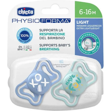 Пустышка Chicco PhysioForma Light силиконовая 6-16 месяцев 6-16 месяцев 2шт: цены и характеристики