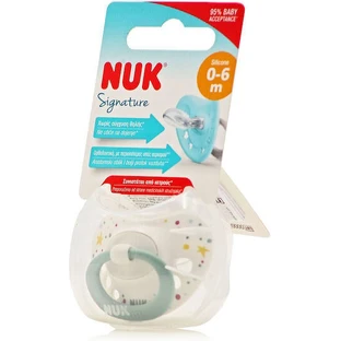 Силіконова ортодонтична пустушка Nuk Signature із зіркоподібною кришкою - зелена для 0-6 місяців