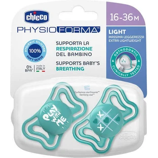 Силіконові пустушки Chicco Light Physioforma Пограй зі мною / X і 0 - бірюзові для 16-36 місяців 2шт 2шт