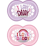 Mum 170S I Love Daddy Силіконові ортодонтичні пустушки - рожеві/рухливі для 2-6 місяців 2 шт.