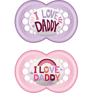 Mum 170S I Love Daddy Силіконові ортодонтичні пустушки - рожеві/рухливі для 2-6 місяців 2 шт.