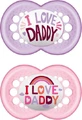 Mum 170S I Love Daddy Силіконові ортодонтичні пустушки - рожеві/рухливі для 2-6 місяців 2 шт.