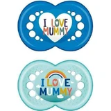 Пустушка ортодонтична силіконова Mum I Love Mummy 170S бірюзово-блакитна для 6-16 місяців 2шт