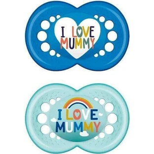 Пустушка ортодонтична силіконова Mum I Love Mummy 170S бірюзово-блакитна для 6-16 місяців 2шт