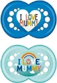 Пустушка ортодонтична силіконова Mum I Love Mummy 170S бірюзово-блакитна для 6-16 місяців 2шт