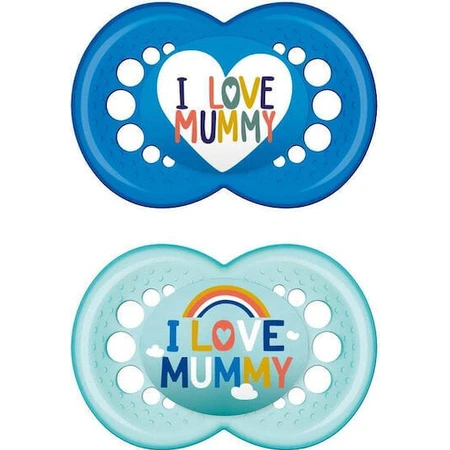 Пустушка ортодонтична силіконова Mum I Love Mummy 170S бірюзово-блакитна для 6-16 місяців 2шт: ціни та характеристики
