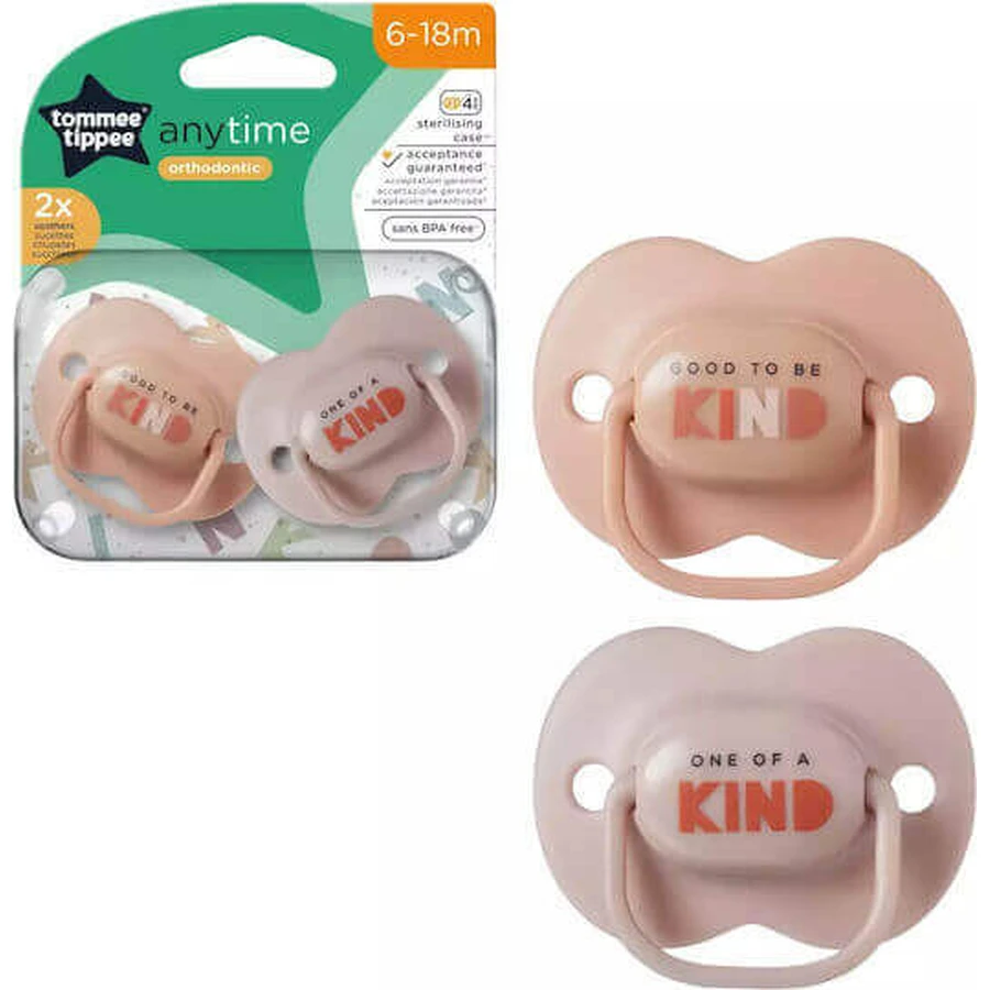 Tommee Tippee Anytime Soothers Силіконові пустушки Tommee Tippee Anytime Soothers бежево-зелені для 6-18 місяців 2шт: ціни та характеристики