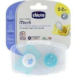 Chicco 75121-21 Пустышка силиконовая ортодонтическая с мешочком Маленький принц - голубая для 0-2 месяцев 2шт
