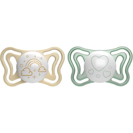Пустышка Chicco Physio Light силиконовая бежевая/зеленая для 2-6 месяцев 2шт: цены и характеристики