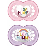 Mam 265S I Love Mummy Ортодонтична пустушка силіконова I Love Mummy - бузково-рожева для 16+ місяців 2шт