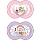 Mam 265S I Love Mummy Пустышка силиконовая I Love Mummy ортодонтическая - сиренево-розовая для 16+ месяцев 2шт