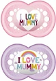 Mam 265S I Love Mummy Пустышка силиконовая I Love Mummy ортодонтическая - сиренево-розовая для 16+ месяцев 2шт