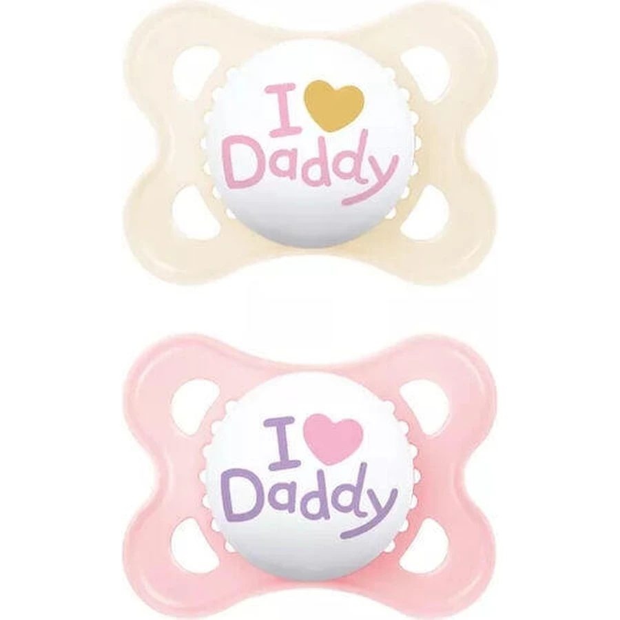 Mummy Original Силіконові пустушки Love Daddy - рожеві 2-6 місяців 2шт: ціни та характеристики