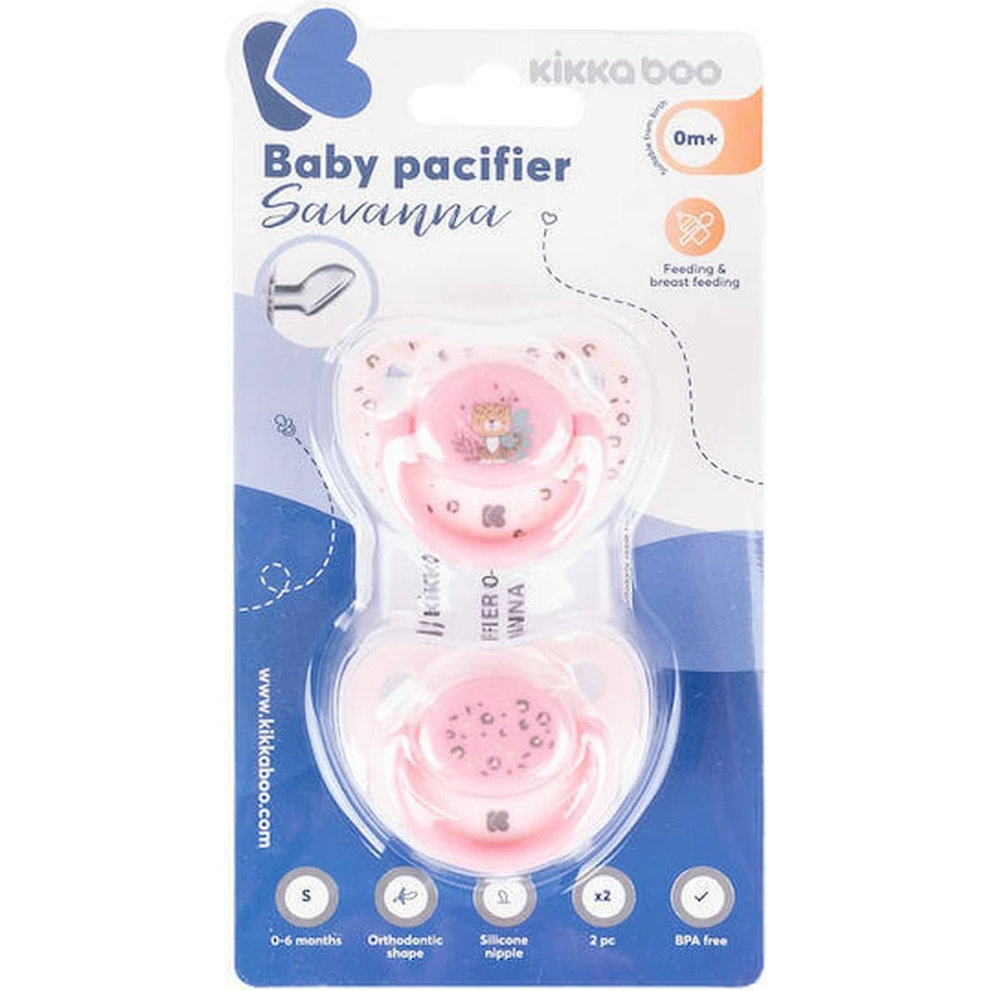 Kikka Boo Savanna Ортодонтический силиконовый тигренок - розовый для 0-6 месяцев 2шт: цены и характеристики