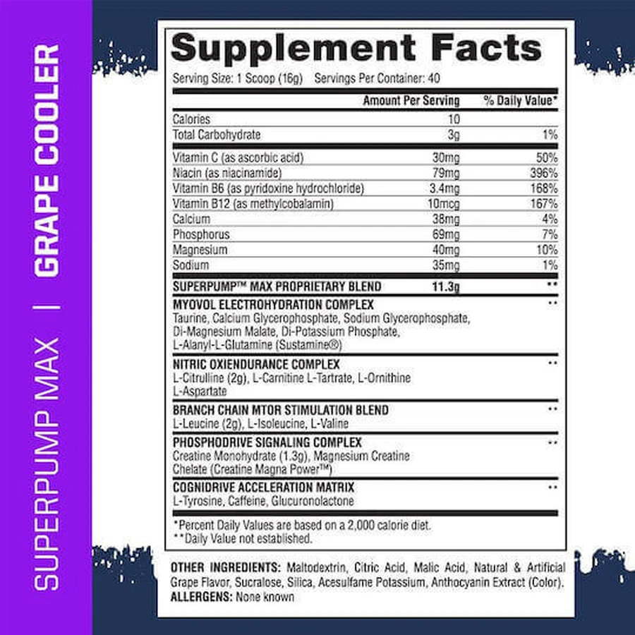 Спеціальна харчова добавка Gaspari SuperPump Max Охолоджувач винограду 500гр: ціни та характеристики