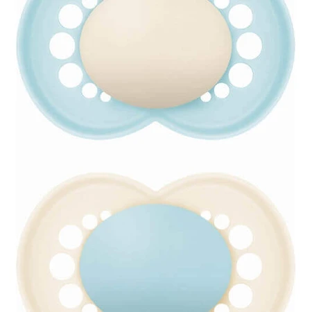 Силіконові ортодонтичні бюстгальтери Mam Original Orthodontic Silicone Open-Cream Blue для 16+ місяців 2шт: ціни та характеристики
