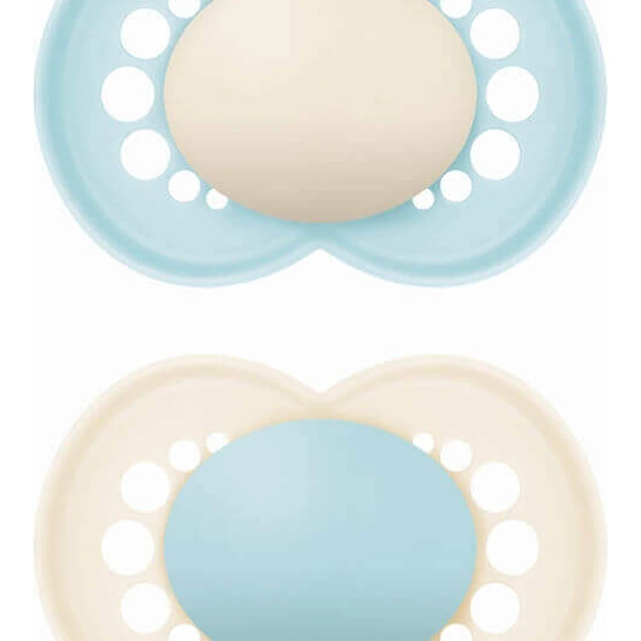 Силіконові ортодонтичні бюстгальтери Mam Original Orthodontic Silicone Open-Cream Blue для 16+ місяців 2шт: ціни та характеристики
