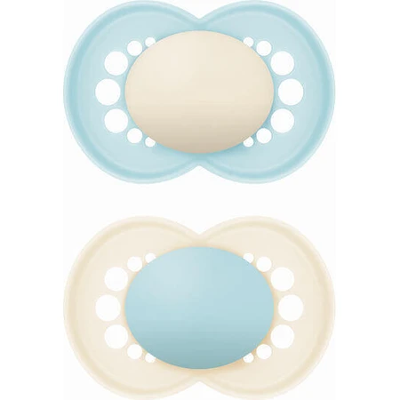 Силіконові ортодонтичні бюстгальтери Mam Original Orthodontic Silicone Open-Cream Blue для 16+ місяців 2шт: ціни та характеристики