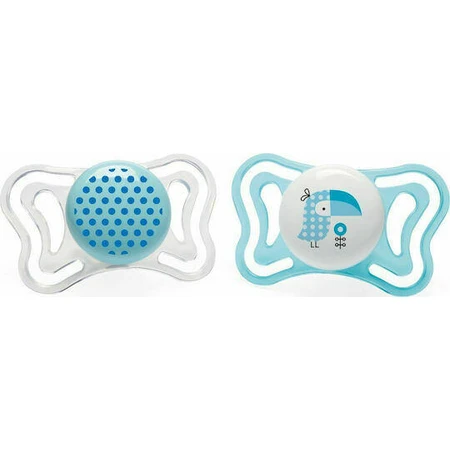 Chicco Силиконовая ортодонтическая пустышка с мешочком Птичка - Blue-Alb для 2-6 месяцев 2шт: цены и характеристики