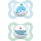 Mam Little Whale Пустышка силиконовая ортодонтическая - голубой-виридиан для 2-6 месяцев 2шт