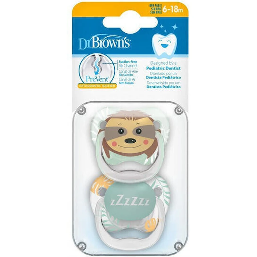 Силиконовые ортодонтические пустышки Dr. Brown's Мишка и Zzzz для 6-18 месяцев 2шт: цены и характеристики