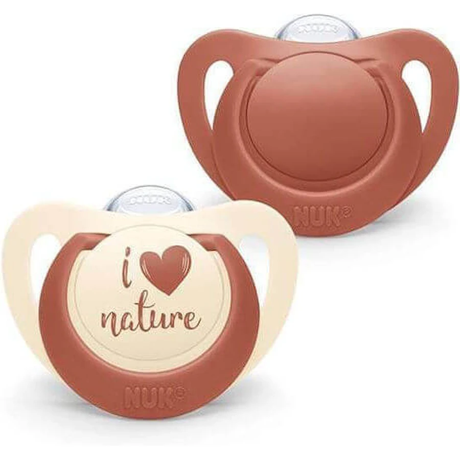 Nuk For Nature Силіконові пустушки бежево-червоні 0-6 місяців 2шт: ціни та характеристики