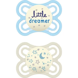 Mam 136S Ортодонтические силиконовые пустышки Little Dreamer-Stars Ортодонтическая пустышка с мешочком - светло-голубая - 2-6 месяцев 2шт