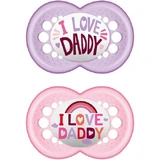Mum Original I Love Daddy Силиконовые ортодонтические пустышки - Mov-Roz для 6-16 месяцев 2шт
