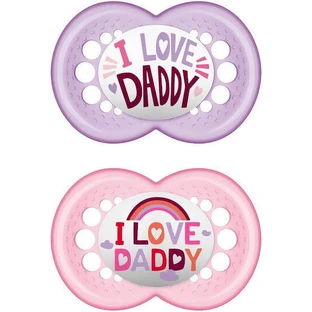 Mum Original I Love Daddy Силиконовые ортодонтические пустышки - Mov-Roz для 6-16 месяцев 2шт