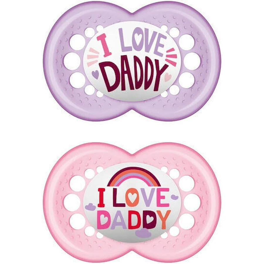Mum Original I Love Daddy Силиконовые ортодонтические пустышки - Mov-Roz для 6-16 месяцев 2шт: цены и характеристики