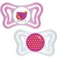 Chicco 71035-11 Chicco 71035-11 Силиконовая пустышка Цыпленок/Бульон - розовый-альбом для 16-36 месяцев 2шт