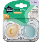Tommee Tippee Ортодонтическая ночная силиконовая пустышка голубо-бежевого цвета для 0-6 месяцев 2шт: цены и характеристики