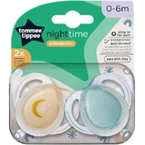 Tommee Tippee нічна ортодонтична силіконова пустушка синьо-бежева для 0-6 місяців 2шт