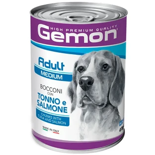 Gemon Dog Medium Adult Chunks with Tuna&Salmon - Вологий корм з тунцем і лососем для дорослих собак середніх порід (шматочки в желе), 415 г