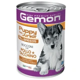 Gemon Dog Wet Puppy&Junior with Chicken & Turkey - Полноценный влажный корм с курицей и индейкой для щенков собак всех пород (кусочки в желе), 415 г