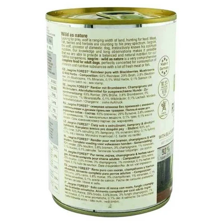 Isegrim (Изегрим) Reindeer pure with Blackberries, Champignons & Herbs - Консервированный корм с олениной, ежевикой и грибами для взрослых собак, 800 г: цены и характеристики