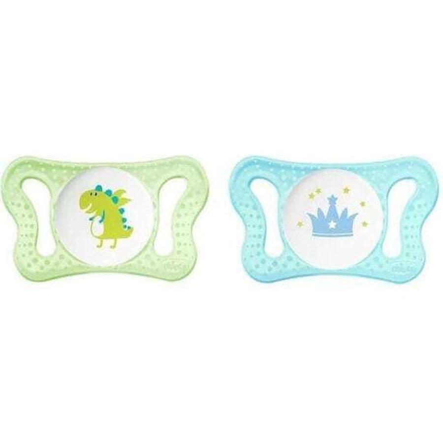 Chicco Physioforma Micro Silicone ортодонтичні пустушки з мішечком Маленький Принц - Зелено-синій для 0-2 місяців 2шт 2шт: ціни та характеристики