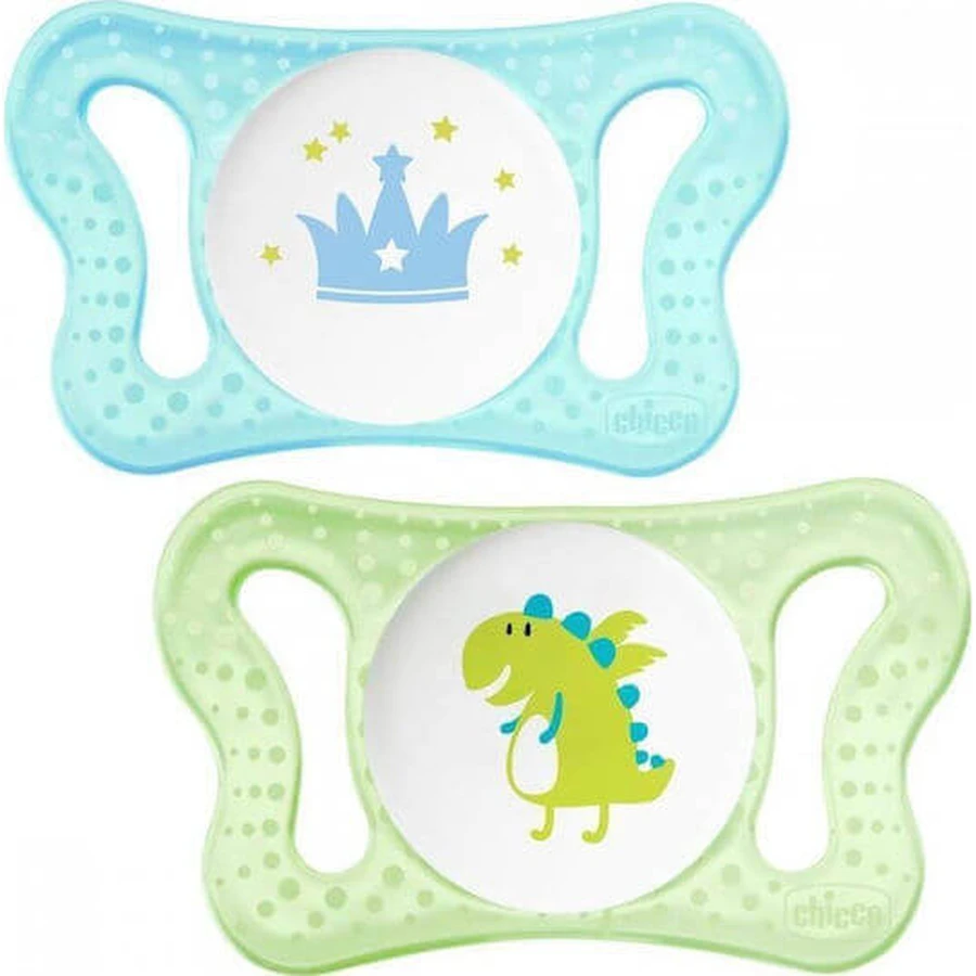 Chicco Physioforma Micro Silicone ортодонтичні пустушки з мішечком Маленький Принц - Зелено-синій для 0-2 місяців 2шт 2шт: ціни та характеристики