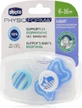 Chicco 71033-21 Силіконова ортодонтична соска-пустушка з мішечком Fox/Linii - синьо-альб для 6-16 місяців