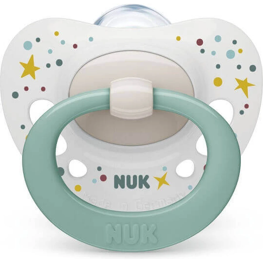Nuk Signature Ортодонтическая пустышка силиконовая зеленая/альбом для 0-6 месяцев: цены и характеристики