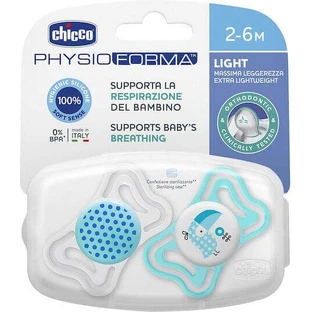 Chicco 71031-21 Силіконова ортодонтична пустушка з мішечком Сова - синьо-блакитна для 2-6 місяців 2шт