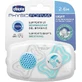 Chicco 71031-21 Силіконова ортодонтична пустушка з мішечком Сова - синьо-блакитна для 2-6 місяців 2шт