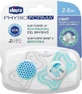Chicco 71031-21 Пустышка силиконовая ортодонтическая с мешочком Сова - голубой-альб для 2-6 месяцев 2шт