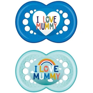 Ортодонтична прорізувач Mam Silicone Mummy I Love Mummy Ортодонтична прорізувач Mummy I Love Mummy - блакитний - світло-блакитний для 16+ місяців 2шт