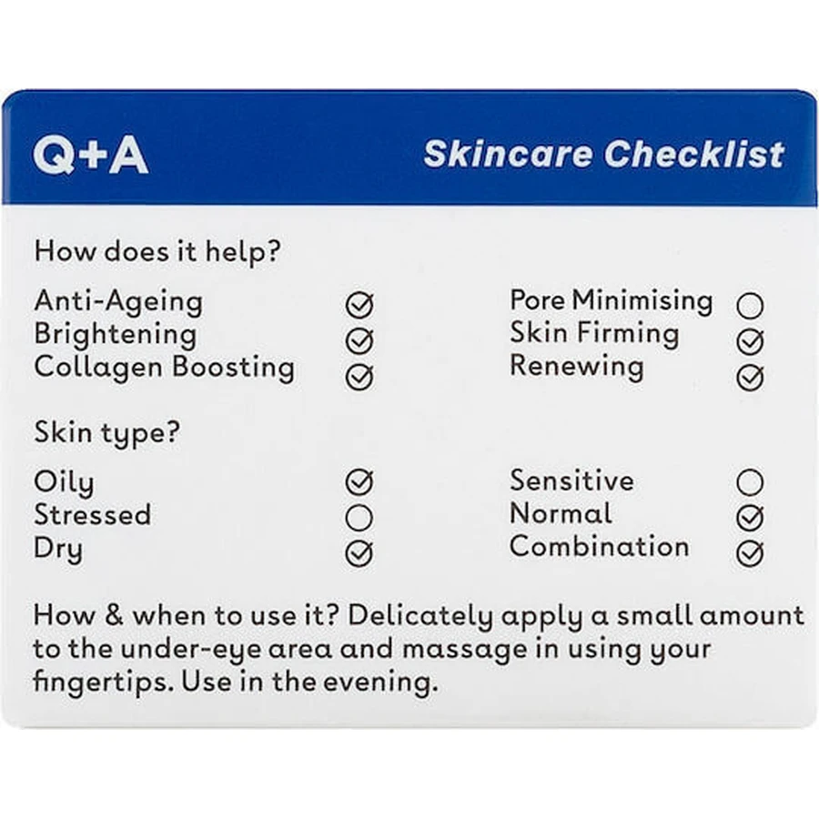 Q+A Natural Skincare Антивозрастной крем для век с ретинолом и коллагеном 15 мл: цены и характеристики