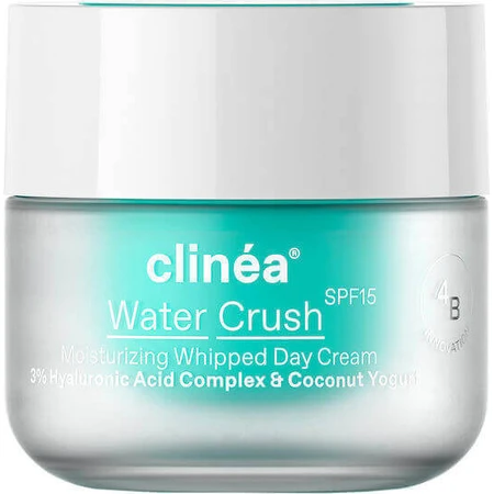 Денний крем для обличчя Clinea Water Crush Легке зволоження та контроль себуму за 48 годин з SPF15 з гіалуроновою кислотою та пребіотиками 50 мл: ціни та характеристики