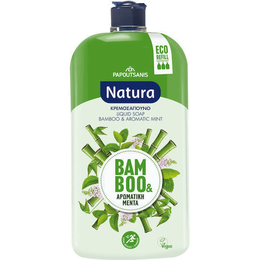 Papoutsanis Natura Soap Крем-мило Ароматичне мило з м'ятою та бамбуком 900 мл: ціни та характеристики