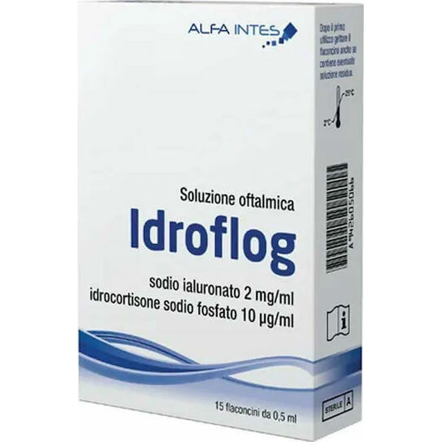 Краплі очні з гіалуроновою кислотою Alfa Intes Idroflog від сухості очей 15х0,5мл: ціни та характеристики