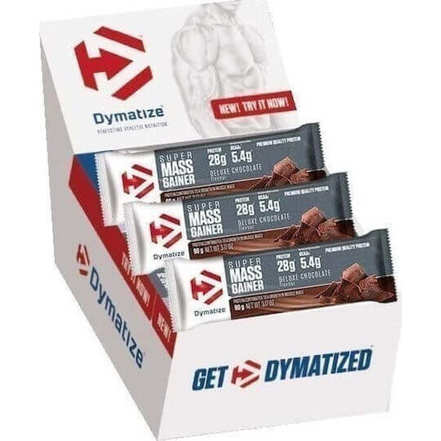 Dymatize Super Mass Gainer батончики з протеїном 28г та смаком шоколаду Deluxe 10x90г: ціни та характеристики