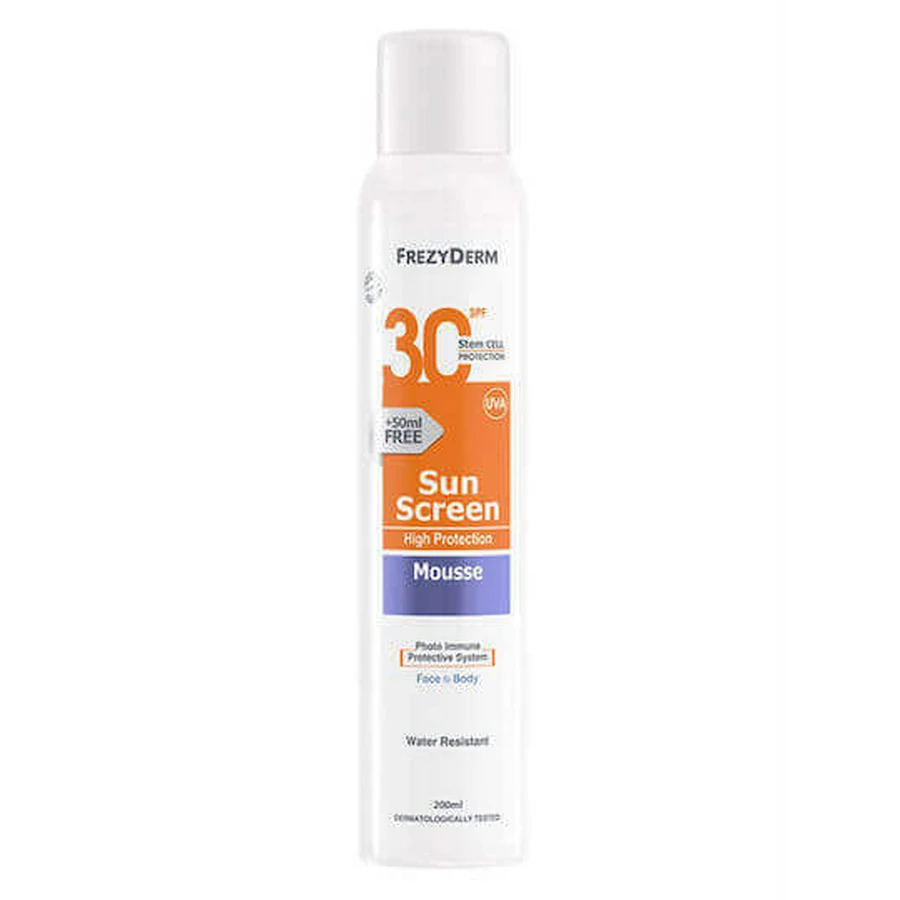 Frezyderm Sun Screen Mousse Водостойкий солнцезащитный мусс для лица и тела SPF30 150 мл: цены и характеристики